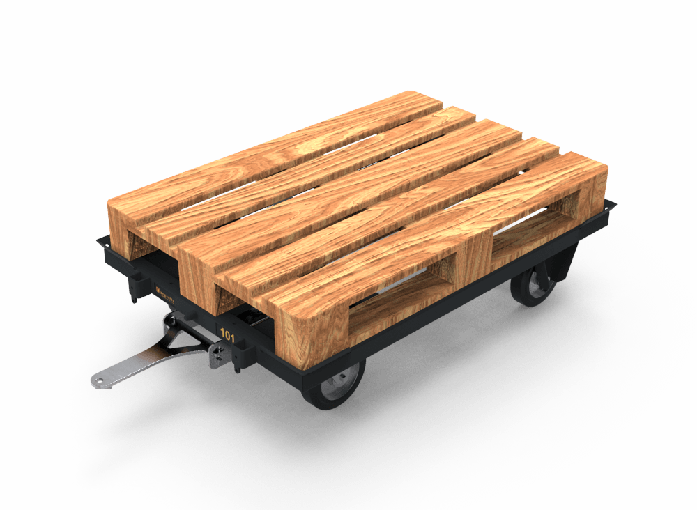 Pallet transport trolley with europallet